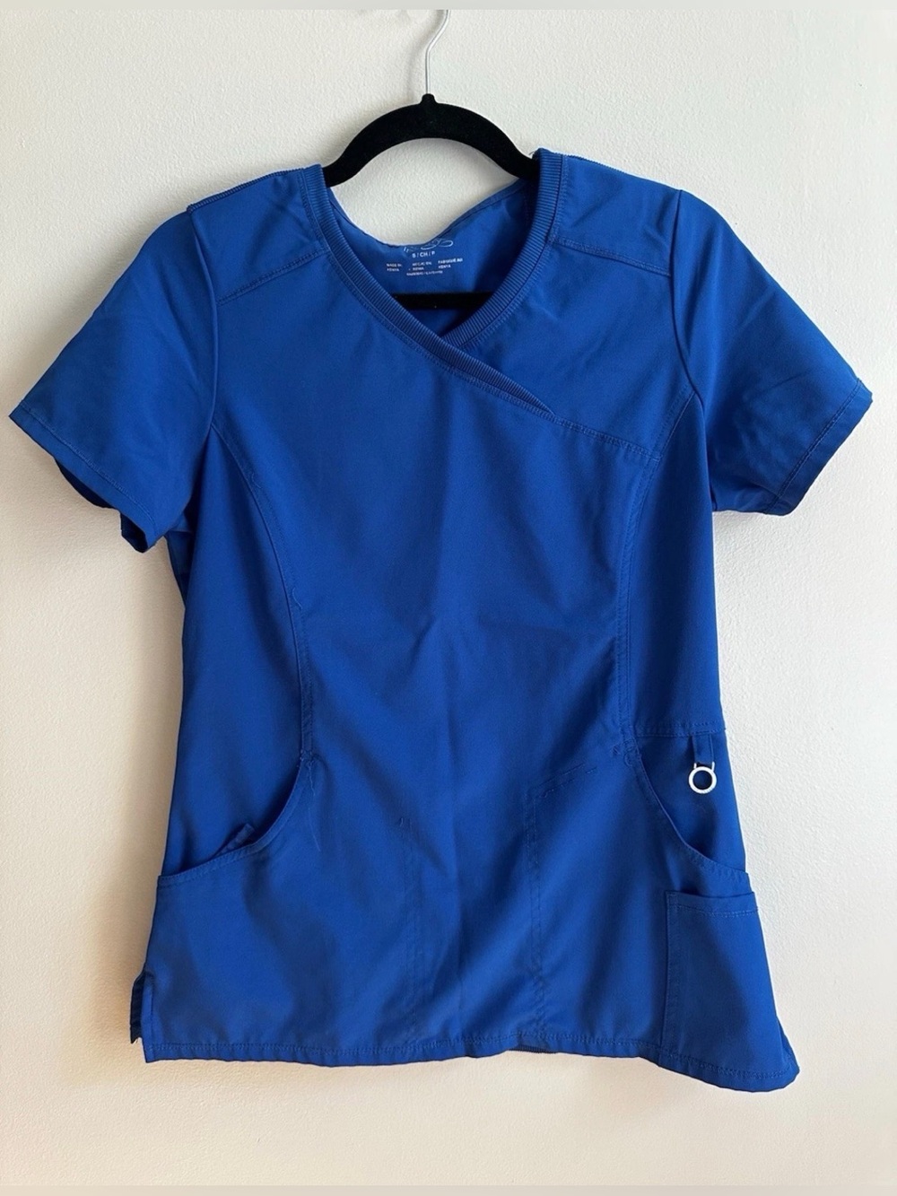 Cherokee Infinity Royal Blue Scrub Top Small Stretch Nursing Uniform